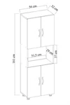 ארון שרות רוחב 56 ס"מ עם 4 דלתות ומדף פתוח ורחב לאחסון בגימור לבן דגם אלירן 4