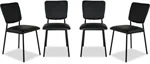 רביעיית כיסאות אוכל דגם נובה עם בד PU דמוי עור בצבע שחור מבית טודו דיזיין