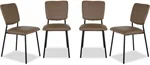 רביעיית כיסאות אוכל דגם נובה עם בד PU דמוי עור בצבע שחור מבית טודו דיזיין 2