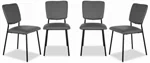 רביעיית כיסאות אוכל דגם נובה עם בד PU דמוי עור בצבע שחור מבית טודו דיזיין 3