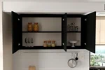 ארון שירות עליון למטבח עם 3 דלתות ברוחב 1.2 מטר בגוון שחור דגם תבור 3