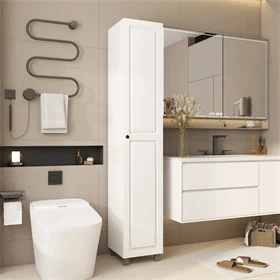 ארון איחסון דלת אחת כולל 5 מדפים גובה 180 סמ צבע לבן דגם מנהטן