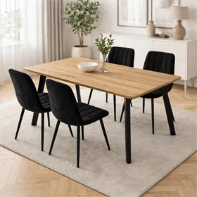 סט פינת האוכל כולל שולחן אוכל חזק ויציב דגם גולן ו־4 כיסאות מרופדים