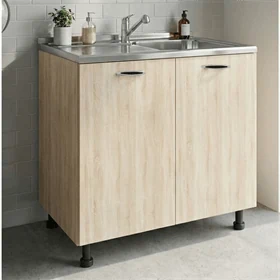 ארון שירות תחתון 80 ס"מ כולל כיור נירוסטה דגם מליבו בגוון אלון מבית טודו דיזיין