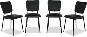 רביעיית כיסאות אוכל דגם נובה עם בד PU דמוי עור בצבע שחור מבית טודו דיזיין