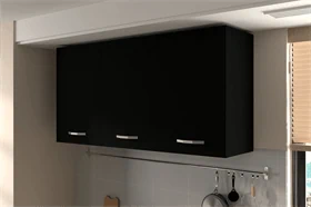 ארון שירות עליון למטבח עם 3 דלתות ברוחב 1.2 מטר בגוון שחור דגם תבור מבית TUDO DESIGN