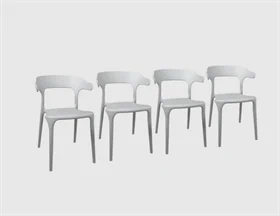 סט 4 כסאות דקורטיבים פנים+חוץ בתקן UV בצבע לבן